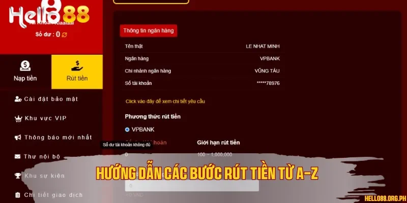 Hướng dẫn các bước rút tiền từ A-Z